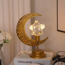 Load image into Gallery viewer, LED Wrought Iron Moon Shape Atmosphere Bedroom Table Lamp, Moon Star, Moon Star With Hook