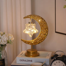 Load image into Gallery viewer, LED Wrought Iron Moon Shape Atmosphere Bedroom Table Lamp, Moon Star, Moon Star With Hook