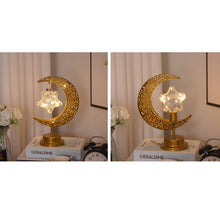 Load image into Gallery viewer, LED Wrought Iron Moon Shape Atmosphere Bedroom Table Lamp, Moon Star, Moon Star With Hook