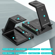 Load image into Gallery viewer, Z252 6-In-1 Wireless Charging Stand Dock With USB-C/Type-C Port &amp; 8 Pin Charge Cable