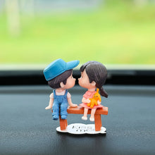 Load image into Gallery viewer, Car Ornament Ornament Lovely Kissing Couple Doll, Color:, Blue, Gray, Reading, Clever, Blue+Balloon, Blue+Blue White Balloon, Gray+Balloon, Gray+Gray Balloon, Reading+Balloon, Clever+Balloon, Stool Blue Couple, Stool Gray Couple, Stool Reading Couple  ...