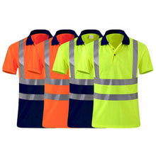 Load image into Gallery viewer, Reflective Quick-drying T-shirt Lapel Short-sleeved Safety Work Shirt, M, L, XL, XXL, XXXL, XXXXL