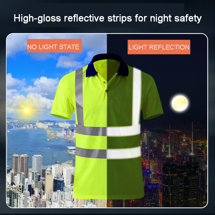 Reflective Quick-drying T-shirt Lapel Short-sleeved Safety Work Shirt, M, L, XL, XXL, XXXL, XXXXL