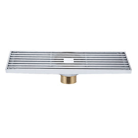 8x30cm Extended Full Copper Strip Floor Drain, Style:, K8034 Chrome Plated+Black Straight Row, K8034 Chrome Plated+Copper Self Seal, K8034 Chrome Plated+5.5 Deep Water Seal, K8034 Chrome Plated+Magnetic Suspension, K8035 Nickel Brushes+Black Straight R...