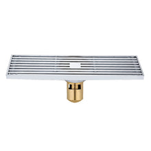 Load image into Gallery viewer, 8x30cm Extended Full Copper Strip Floor Drain, Style:, K8034 Chrome Plated+Black Straight Row, K8034 Chrome Plated+Copper Self Seal, K8034 Chrome Plated+5.5 Deep Water Seal, K8034 Chrome Plated+Magnetic Suspension, K8035 Nickel Brushes+Black Straight R...