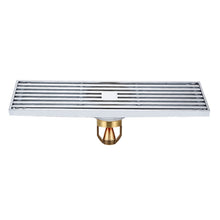 Load image into Gallery viewer, 8x30cm Extended Full Copper Strip Floor Drain, Style:, K8034 Chrome Plated+Black Straight Row, K8034 Chrome Plated+Copper Self Seal, K8034 Chrome Plated+5.5 Deep Water Seal, K8034 Chrome Plated+Magnetic Suspension, K8035 Nickel Brushes+Black Straight R...