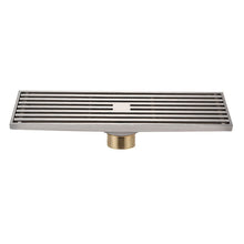 Load image into Gallery viewer, 8x30cm Extended Full Copper Strip Floor Drain, Style:, K8034 Chrome Plated+Black Straight Row, K8034 Chrome Plated+Copper Self Seal, K8034 Chrome Plated+5.5 Deep Water Seal, K8034 Chrome Plated+Magnetic Suspension, K8035 Nickel Brushes+Black Straight R...