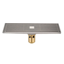 Load image into Gallery viewer, 8x30cm Extended Full Copper Strip Floor Drain, Style:, K8034 Chrome Plated+Black Straight Row, K8034 Chrome Plated+Copper Self Seal, K8034 Chrome Plated+5.5 Deep Water Seal, K8034 Chrome Plated+Magnetic Suspension, K8035 Nickel Brushes+Black Straight R...