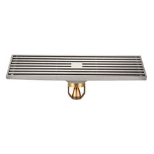 Load image into Gallery viewer, 8x30cm Extended Full Copper Strip Floor Drain, Style:, K8034 Chrome Plated+Black Straight Row, K8034 Chrome Plated+Copper Self Seal, K8034 Chrome Plated+5.5 Deep Water Seal, K8034 Chrome Plated+Magnetic Suspension, K8035 Nickel Brushes+Black Straight R...