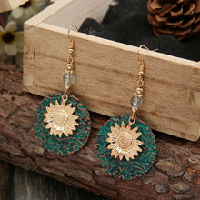 Load image into Gallery viewer, Vintage Bohemian Two Layer Sunflower Vintage Earrings, EA584