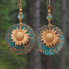 Load image into Gallery viewer, Vintage Bohemian Two Layer Sunflower Vintage Earrings, EA584