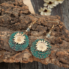 Load image into Gallery viewer, Vintage Bohemian Two Layer Sunflower Vintage Earrings, EA584