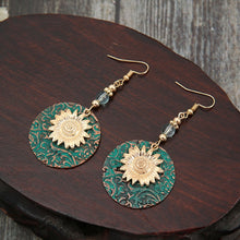 Load image into Gallery viewer, Vintage Bohemian Two Layer Sunflower Vintage Earrings, EA584