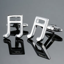 Load image into Gallery viewer, Brass Music Series Instrument Note Cufflinks, Color: Silver Shelf Drum