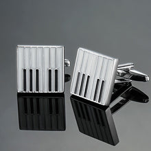 Load image into Gallery viewer, Brass Music Series Instrument Note Cufflinks, Color: Silver Shelf Drum