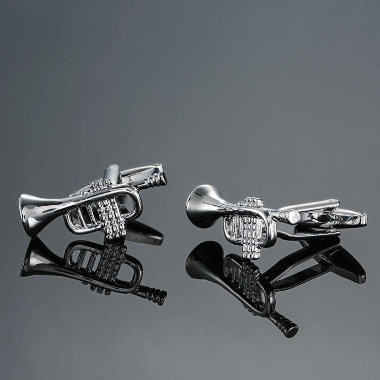 Brass Music Series Instrument Note Cufflinks, Color: Silver Shelf Drum