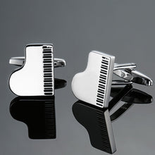 Load image into Gallery viewer, Brass Music Series Instrument Note Cufflinks, Color: Silver Shelf Drum
