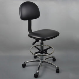Anti-static Chair Liftable Adjustable Stool PU Leather Backrest Chair With Footrest,Spec:, Fixed Foot Cup 600-800mm, Mobile Wheel 620-820mm