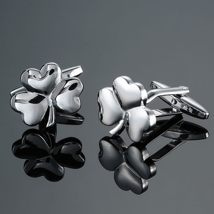 Men Clover Rose Pattern Cufflinks, Color: Red Strawberry