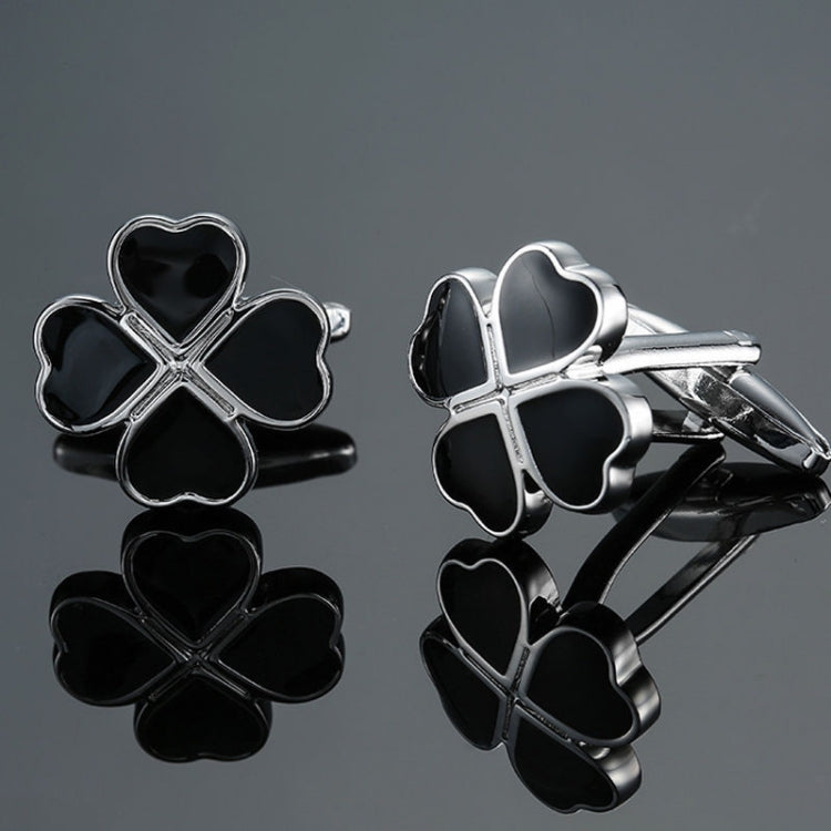 Men Clover Rose Pattern Cufflinks, Color: Red Strawberry
