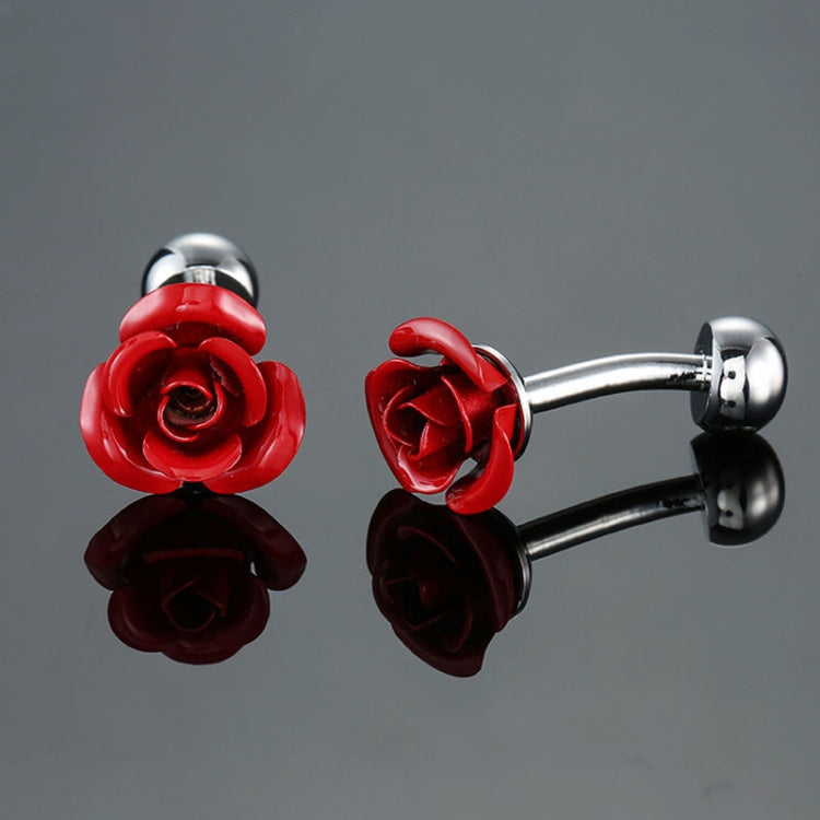 Men Clover Rose Pattern Cufflinks, Color: Red Strawberry