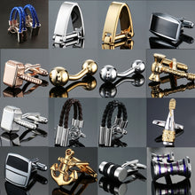 Load image into Gallery viewer, Men Brass Plated Shirt Cufflinks, Color: Silver Cross Flower