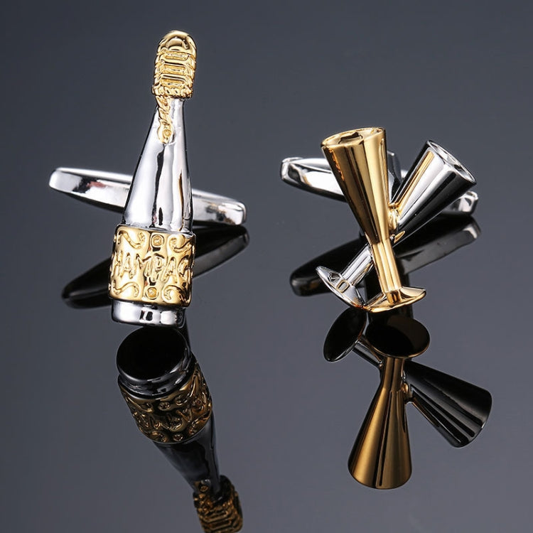 Men Brass Plated Shirt Cufflinks, Color: Silver Cross Flower
