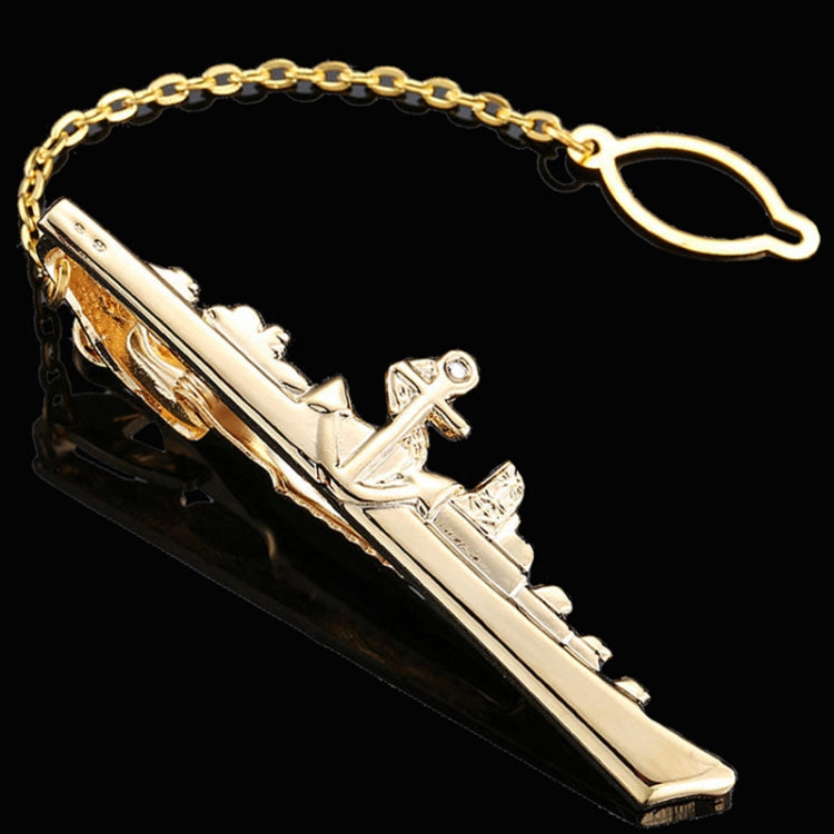 Men Business Formal Wedding Tie Clips, Color: Gold Trumpet