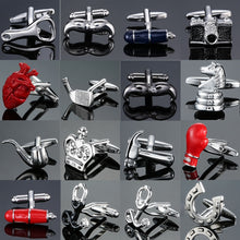Load image into Gallery viewer, Men Shirts Enamel Lacquered Cufflinks, Color: Silver Horseshoe Iron