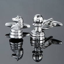Load image into Gallery viewer, Men Shirts Enamel Lacquered Cufflinks, Color: Silver Horseshoe Iron