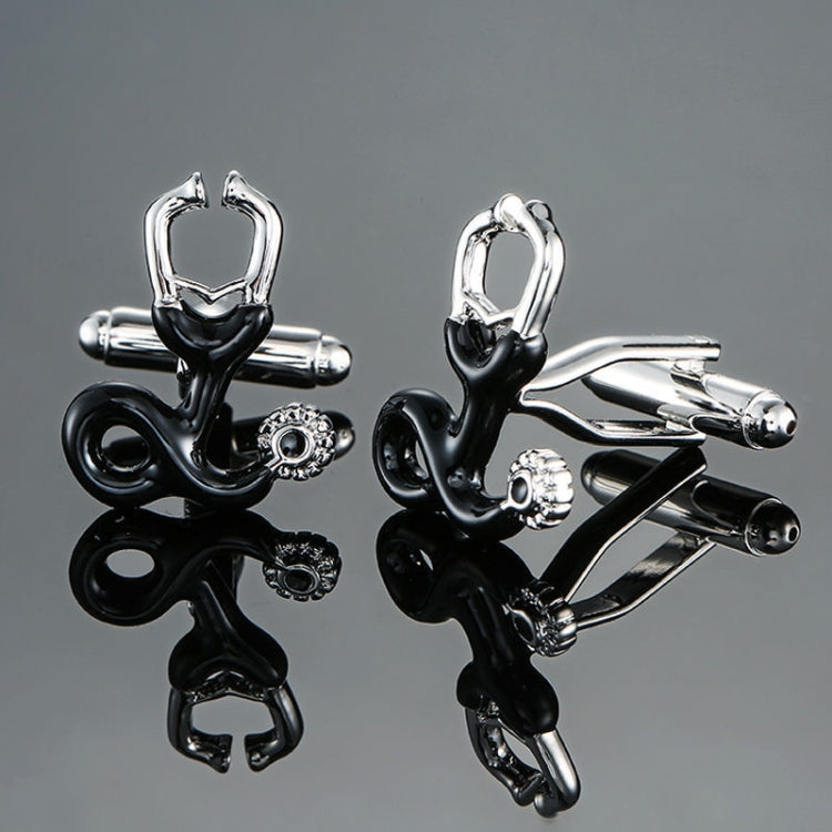 Men Shirts Enamel Lacquered Cufflinks, Color: Silver Horseshoe Iron