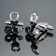 Load image into Gallery viewer, Men Shirts Enamel Lacquered Cufflinks, Color: Silver Horseshoe Iron