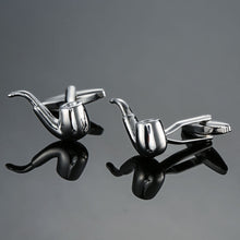Load image into Gallery viewer, Men Shirts Enamel Lacquered Cufflinks, Color: Silver Horseshoe Iron