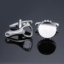 Load image into Gallery viewer, Men Shirts Enamel Lacquered Cufflinks, Color: Silver Horseshoe Iron