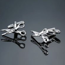 Load image into Gallery viewer, Men Shirts Enamel Lacquered Cufflinks, Color: Silver Horseshoe Iron
