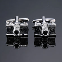 Load image into Gallery viewer, Men Shirts Enamel Lacquered Cufflinks, Color: Silver Horseshoe Iron