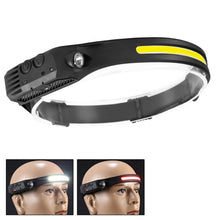 Load image into Gallery viewer, USB Rechargeable Motion Sensor Headlamp COB Outdoor Fishing Flashlight, W689-1 Red+White Light, W689-2 White+Warm Light, W689-3 Red White Warm, W689-2 White Light, W689-3 White Light