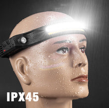 Load image into Gallery viewer, USB Rechargeable Motion Sensor Headlamp COB Outdoor Fishing Flashlight, W689-1 Red+White Light, W689-2 White+Warm Light, W689-3 Red White Warm, W689-2 White Light, W689-3 White Light