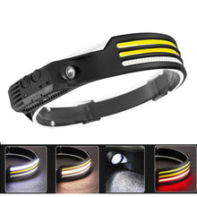 Load image into Gallery viewer, USB Rechargeable Motion Sensor Headlamp COB Outdoor Fishing Flashlight, W689-1 Red+White Light, W689-2 White+Warm Light, W689-3 Red White Warm, W689-2 White Light, W689-3 White Light