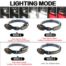Load image into Gallery viewer, XPG+COB Induction Headlight Type-C Rechargeable Head Lamp, W690-1, W690-2, W691-1, W691-2