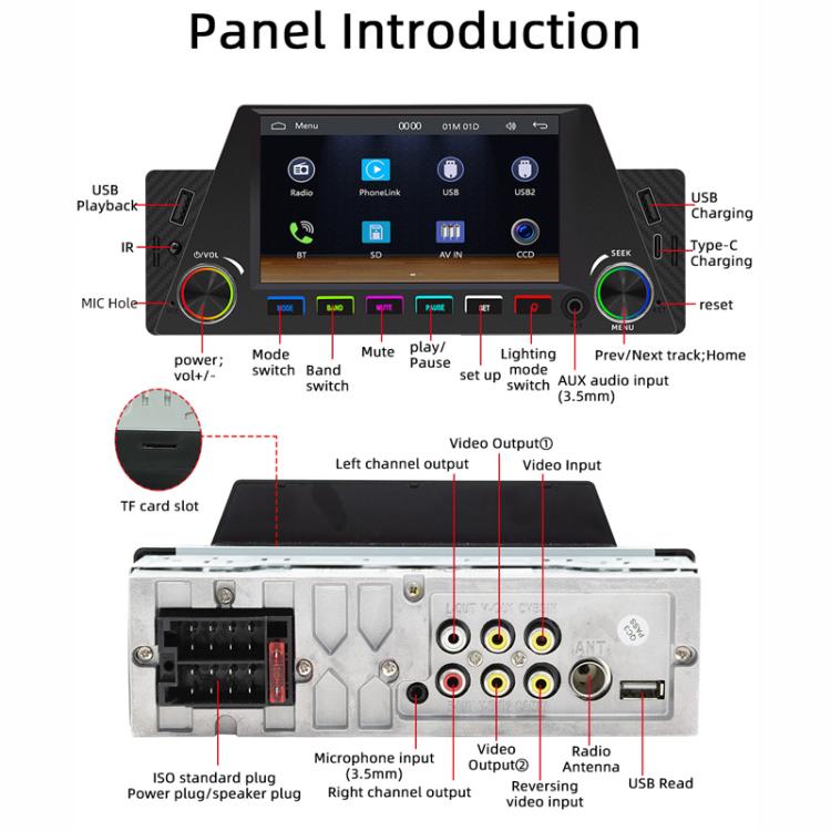4.7 inch AUTO/CarPlay Navigation Bluetooth FM Radio Car MP5, 161C