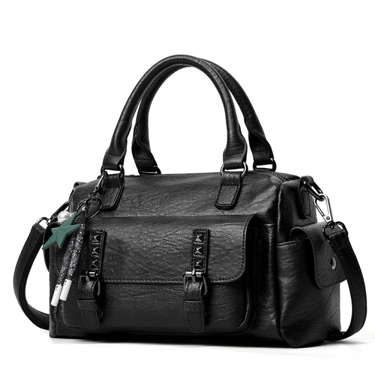 048 Pebbled Leather Multi-compartment Handbag Large Capacity Crossbody Shoulder Bag