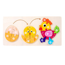 Load image into Gallery viewer, Wooden Animal Growth Process Evolution 3D Jigsaw Puzzle Toy Early Education Building Blocks