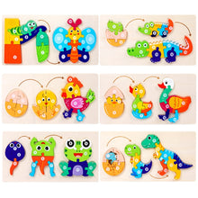 Load image into Gallery viewer, Wooden Animal Growth Process Evolution 3D Jigsaw Puzzle Toy Early Education Building Blocks