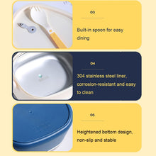 Load image into Gallery viewer, Large Capacity Oval Divided Portable Office Insulation Lunch Box, 600ml (Stainless Blue), 600ml (Stainless Yellow), 600ml (Stainless Purple), 1.2L (Stainless Blue), 1.2L (Stainless Yellow), 1.2L (Stainless Purple), 600ml (Plastic Blue)                 ...