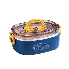 Load image into Gallery viewer, Large Capacity Oval Divided Portable Office Insulation Lunch Box, 600ml (Stainless Blue), 600ml (Stainless Yellow), 600ml (Stainless Purple), 1.2L (Stainless Blue), 1.2L (Stainless Yellow), 1.2L (Stainless Purple), 600ml (Plastic Blue)                 ...