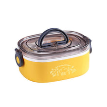 Load image into Gallery viewer, Large Capacity Oval Divided Portable Office Insulation Lunch Box, 600ml (Stainless Blue), 600ml (Stainless Yellow), 600ml (Stainless Purple), 1.2L (Stainless Blue), 1.2L (Stainless Yellow), 1.2L (Stainless Purple), 600ml (Plastic Blue)                 ...