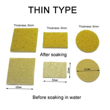 Load image into Gallery viewer, Soldering Iron Tin Remover Cleaning Cotton Wood Pulp Sponge,Spec: Thin Square 6x6cm, Thin Square 6x6cm, Thin Rectangular 3.5x5cm, Thin Round 5.1cm, Thickened Square 6x6cm, Thickened Rectangular 3.5x5cm, Thickened  Round 5.1cm