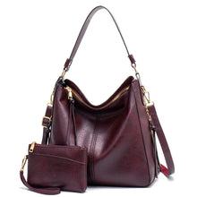 Load image into Gallery viewer, 7871 Large Capacity Adjustable Leather Tote Bag Multi-compartment Shoulder Bag, Red, Blue, Black, Coffee, Grey, Pink, Brown, Purple Red, 2-In-1 Brown, 2-In-1 Black, 2-In-1 Purple Red, 2-In-1 Blue, 2-In-1 Gray, 2-In-1 Red, 2-In-1 Pink