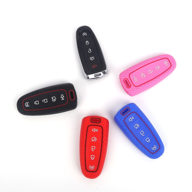 For Ford Edge/Explorer 2pcs 5-Button Key Silicone Case, Black, Red, Pink, Sea Blue